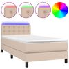 vidaXL cappuccino sz&iacute;nű műbőr rug&oacute;s &aacute;gy matraccal &eacute;s LED-del 90x200 cm
