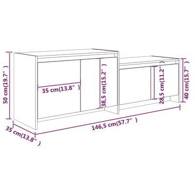 vidaXL betonszürke forgácslap TV-szekrény 146,5 x 35 x 50 cm
