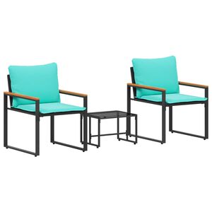 vidaXL B&uacute;tor szettek 3 db Fekete &eacute;s T&uuml;rkiz Rattan