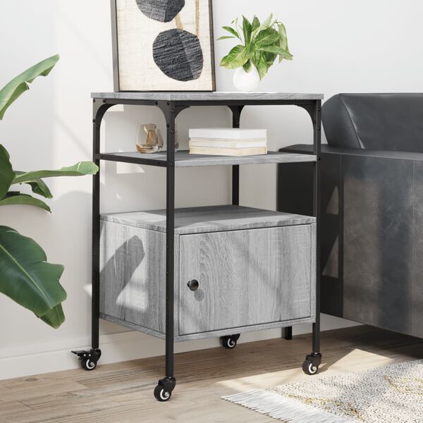 vidaXL 3 szintes sz&uuml;rke sonoma sz&iacute;nű nyomtat&oacute;&aacute;llv&aacute;ny 50 x 40 x 76 cm