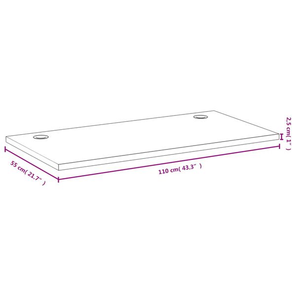 vidaXL bambusz asztallap 110x55x2,5 cm