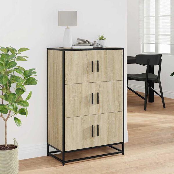 vidaXL Highboard sonoma t&ouml;lgy 68x35x106,5 cm g&eacute;pelt fa &eacute;s f&eacute;m