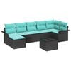 vidaXL Kerti Kanap&eacute; Szett p&aacute;rn&aacute;val 8 pcs Fekete Poli rattan