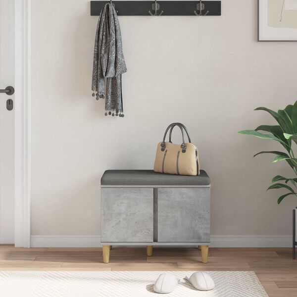 vidaXL Előt&eacute;r pad p&aacute;rn&aacute;val t&aacute;rol&oacute;val Beton Sz&uuml;rke 60 x 38 x 46 cm