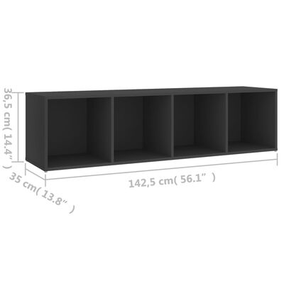 vidaXL szürke forgácslap TV-szekrény 142,5 x 35 x 36,5 cm