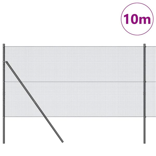 vidaXL Ker&iacute;t&eacute;soszlop Sz&uuml;rke 10 x 1,2 m (16 x 16 mm h&aacute;l&oacute;) Ac&eacute;l &eacute;s PVC