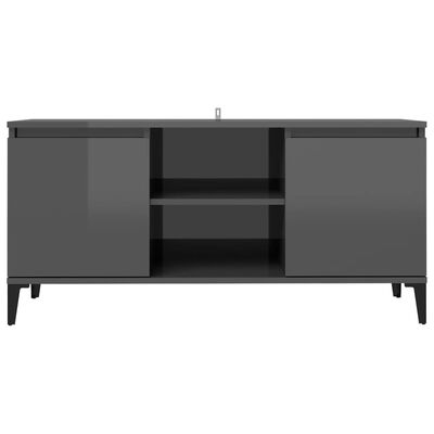 vidaXL magasfényű szürke TV-szekrény fémlábakkal 103,5 x 35 x 50 cm