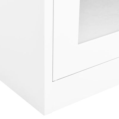 vidaXL fehér acél és edzett üveg irodai szekrény 90 x 40 x 180 cm