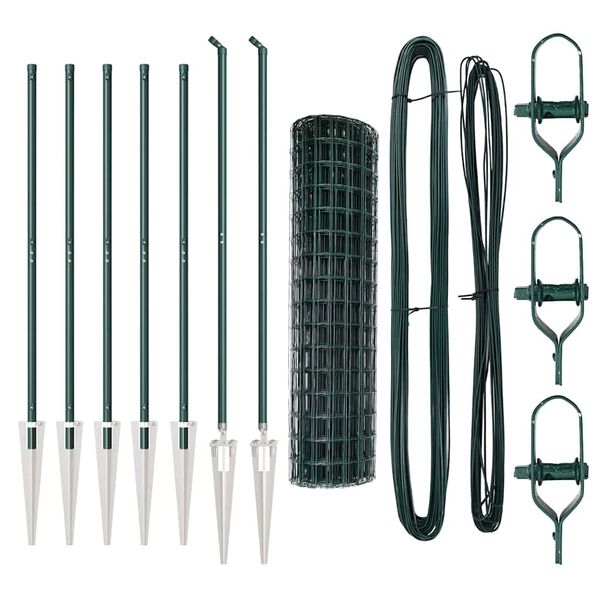 vidaXL Ker&iacute;t&eacute;s oszlopokkal Z&ouml;ld 1 x 10 m Ac&eacute;l &eacute;s PVC