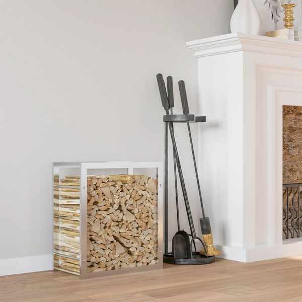 vidaXL rozsdamentes ac&eacute;l tűzifat&aacute;rol&oacute; 80x28x86 cm