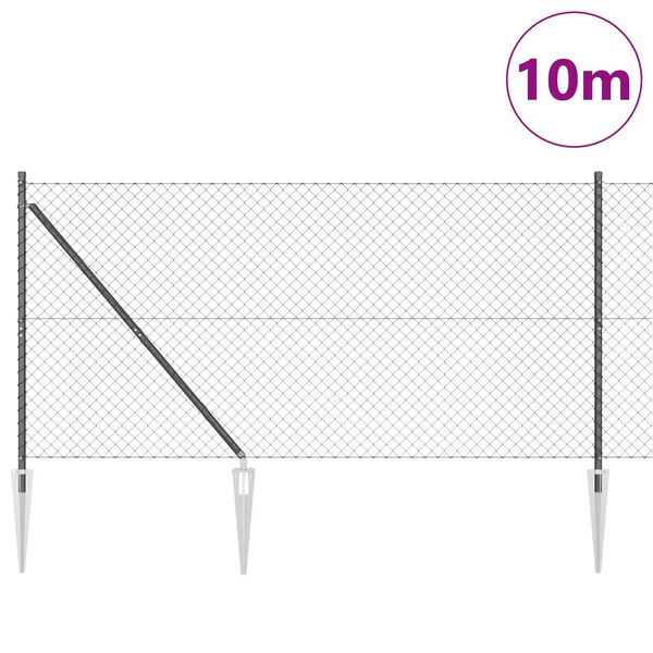 vidaXL Ker&iacute;t&eacute;soszlop Sz&uuml;rke 10 x 1,2 m (40 x 40 mm h&aacute;l&oacute;) Ac&eacute;l &eacute;s PVC