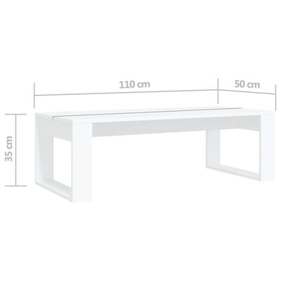 vidaXL fehér forgácslap dohányzóasztal 110 x 50 x 35 cm