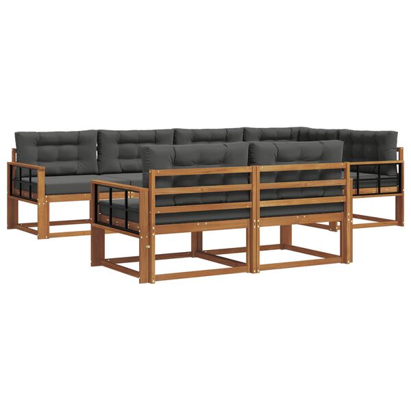 vidaXL K&uuml;lt&eacute;ri kanap&eacute; szett p&aacute;rn&aacute;val 7 pcs Term&eacute;szetes &eacute;s antracit