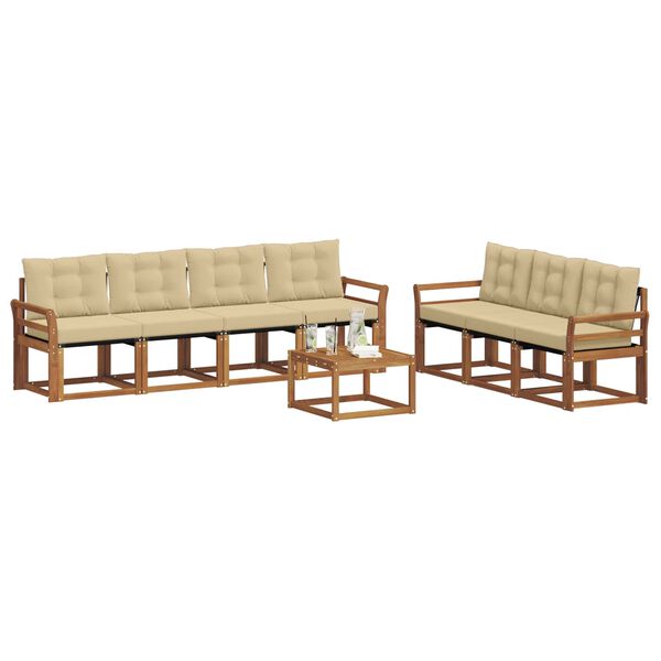 vidaXL K&uuml;lt&eacute;ri kanap&eacute; szett p&aacute;rn&aacute;val 8 pcs Term&eacute;szetes &eacute;s b&eacute;zs