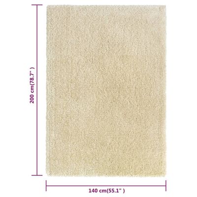 vidaXL magas szálú bézs bozontos szőnyeg 140 x 200 cm 50 mm