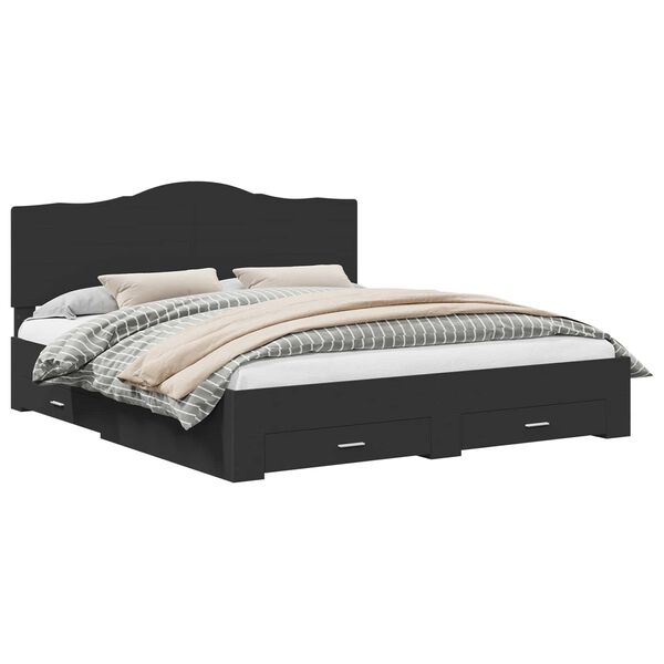 vidaXL &Aacute;gykeret fejt&aacute;ml&aacute;val fi&oacute;kkal Fekete 200 x 200 cm Faanyag