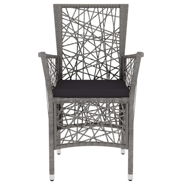 vidaXL 3 r&eacute;szes sz&uuml;rke polyrattan kerti &eacute;tkezőgarnit&uacute;ra