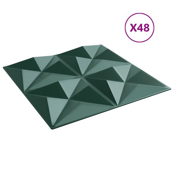 vidaXL 48 db z&ouml;ld XPS origami fali panel 50 x 50 cm 12 m&sup2;