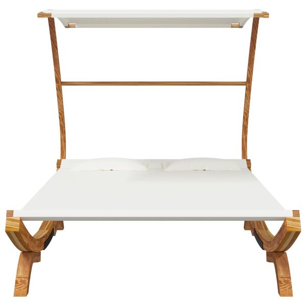 vidaXL kültéri krém baldachinos hajlított fa nyugágy 165x203x138 cm