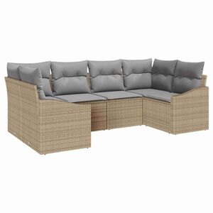 vidaXL Kerti Kanap&eacute; Szett 6 pcs Beige &eacute;s Vil&aacute;gossz&uuml;rke polirattan