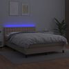 vidaXL cappuccino sz&iacute;nű műbőr rug&oacute;s &aacute;gy matraccal &eacute;s LED-del 140x200cm
