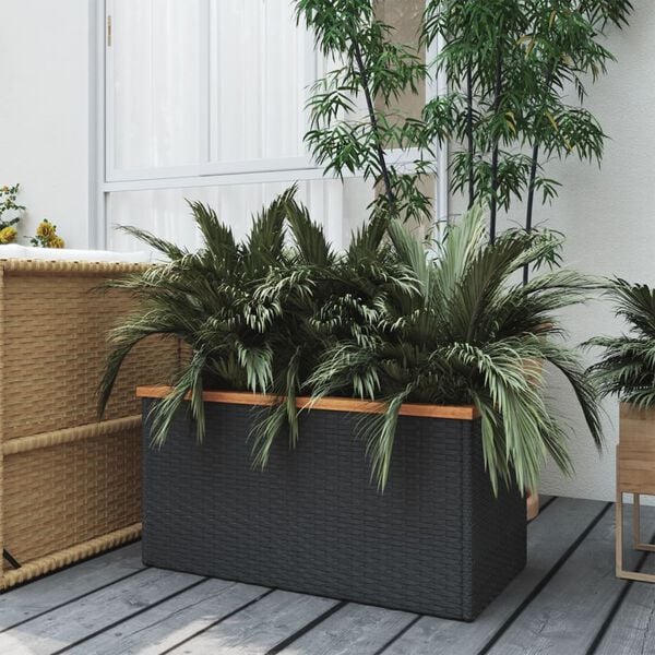 vidaXL fekete polyrattan ültetőláda 80 x 40 x 40 cm