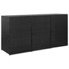 vidaXL fekete polyrattan kukat&aacute;rol&oacute; 3 db kerekes kuk&aacute;hoz 229x78x120cm