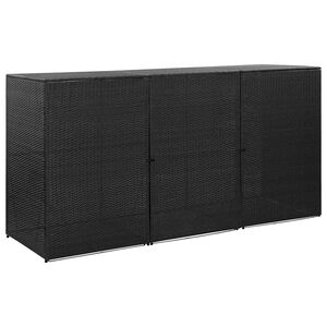vidaXL fekete polyrattan kukat&aacute;rol&oacute; 3 db kerekes kuk&aacute;hoz 229x78x120cm