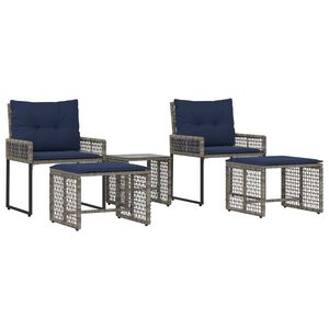 vidaXL K&uuml;lt&eacute;ri B&uacute;tor Szett p&aacute;rn&aacute;val 5 pcs Sz&uuml;rke &eacute;s Tenger&eacute;sz K&eacute;k