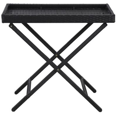 vidaXL fekete polyrattan összecsukható asztal 80 x 45 x 75 cm