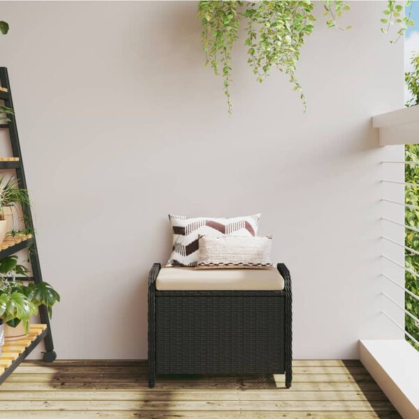 vidaXL fekete polyrattan kerti sz&eacute;k p&aacute;rn&aacute;val 58 x 46 x 46 cm
