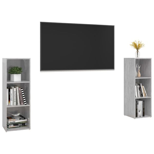 vidaXL 2 db betonsz&uuml;rke szerelt fa TV-szekr&eacute;ny 107 x 35 x 37 cm