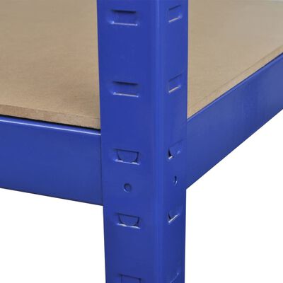 vidaXL 5 szintes kék acél és szerelt fa tárolópolc