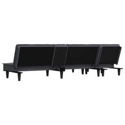 vidaXL sötétszürke L-alakú bársony kanapéágy 255x140x70 cm