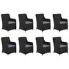 vidaXL 9 r&eacute;szes fekete polyrattan kerti &eacute;tkezőgarnit&uacute;ra