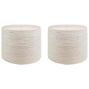 vidaXL Jutasz&aacute;l 2 db 2 mm Feh&eacute;r 100% Tossa kender