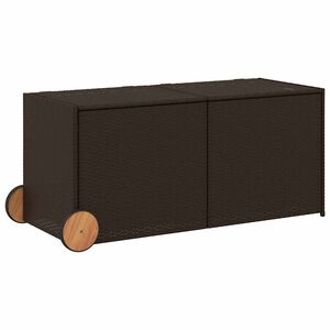 vidaXL barna polyrattan kerti t&aacute;rol&oacute;l&aacute;da kerekekkel 283 L
