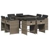 vidaXL 9 r&eacute;szes sz&uuml;rke polyrattan kerti &eacute;tkezőgarnit&uacute;ra p&aacute;rn&aacute;val