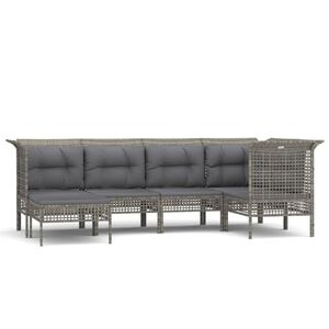vidaXL 6 r&eacute;szes sz&uuml;rke polyrattan kerti &uuml;lőgarnit&uacute;ra p&aacute;rn&aacute;kkal