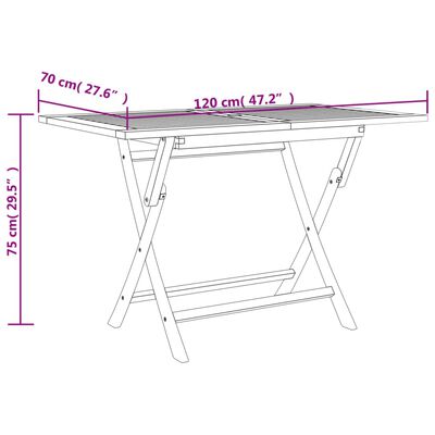 vidaXL szürke összecsukható tömör tíkfa kerti asztal 120 x 110 x 75 cm
