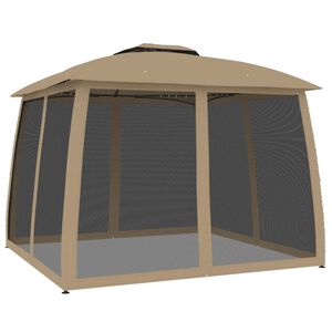 vidaXL t&oacute;psz&iacute;nű ac&eacute;l dupla tetős pavilon h&aacute;l&oacute;s falakkal 2,93 x 2,93 m