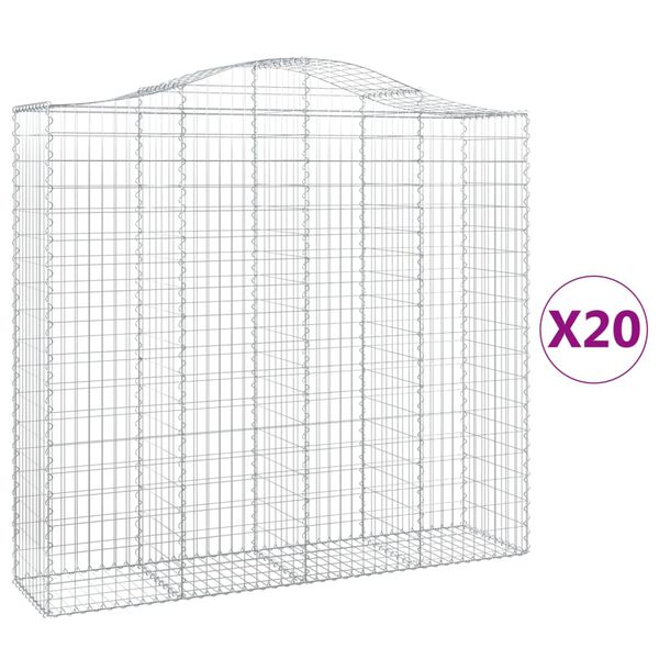 vidaXL 20 db &iacute;ves horganyzott vas gabion kos&aacute;r 200x50x180/200 cm