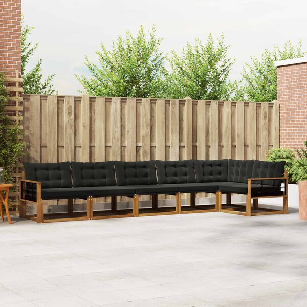 vidaXL K&uuml;lt&eacute;ri kanap&eacute; szett p&aacute;rn&aacute;val 6 pcs Term&eacute;szetes &eacute;s fekete