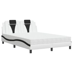 vidaXL feh&eacute;r &eacute;s fekete műbőr &aacute;gy Viana matraccal 140 x 190 cm