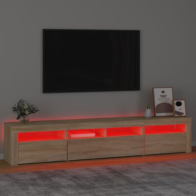 vidaXL sonoma-tölgy színű TV-szekrény LED-lámpákkal 210x35x40 cm
