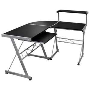 vidaXL fekete szerelt fa sarok sz&aacute;m&iacute;t&oacute;g&eacute;pasztal 132 x 112 x 99 cm