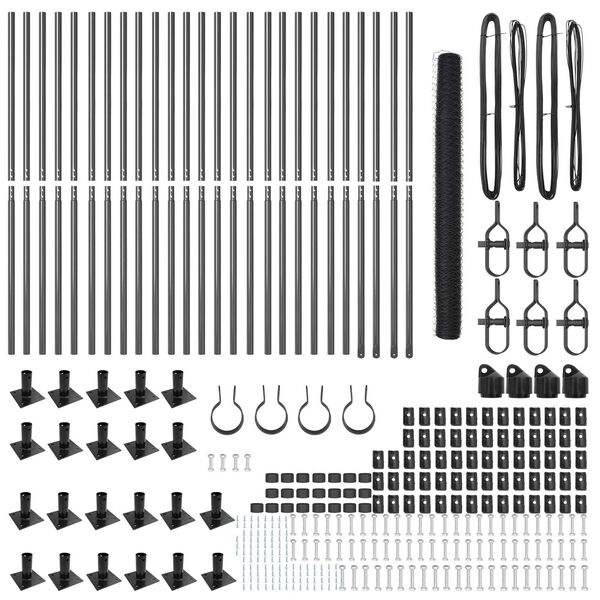 vidaXL Kerítésoszlop Szürke 50 x 1,6 m (36 mm háló) Acél és PVC