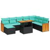 vidaXL 11 r&eacute;szes fekete polyrattan ak&aacute;cfa kerti &uuml;lőgarnit&uacute;ra p&aacute;rn&aacute;kkal