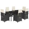 vidaXL 7 r&eacute;szes fekete polyrattan kerti &eacute;tkezőgarnit&uacute;ra p&aacute;rn&aacute;val