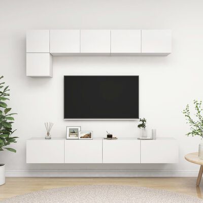 vidaXL 5 részes fehér forgácslap TV-szekrényszett